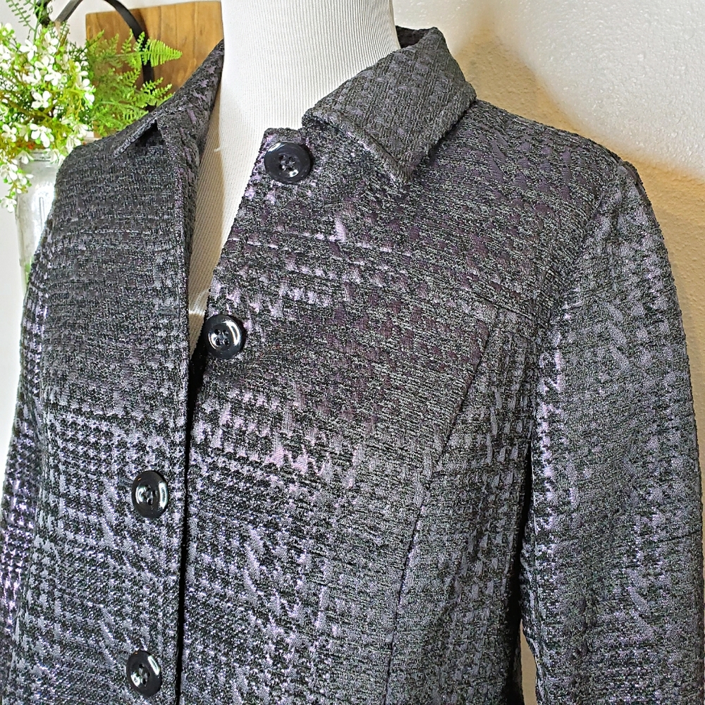 Chico's Additions Metallic Purple Black Jacket Med - Picture 3 of 9